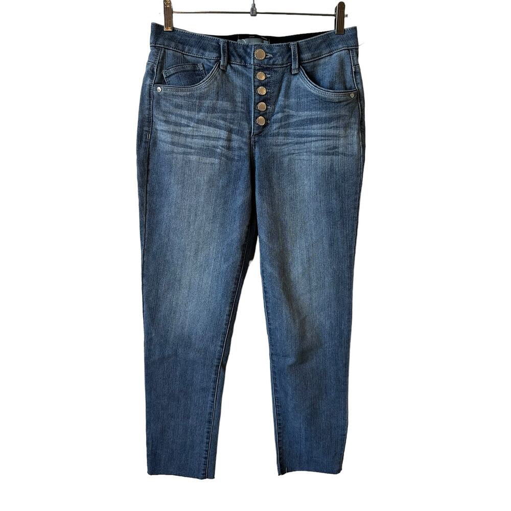 Wit & Wisdom New Women's Ab Solution Button Fly Jeans Medium Wash Size 8 Classic